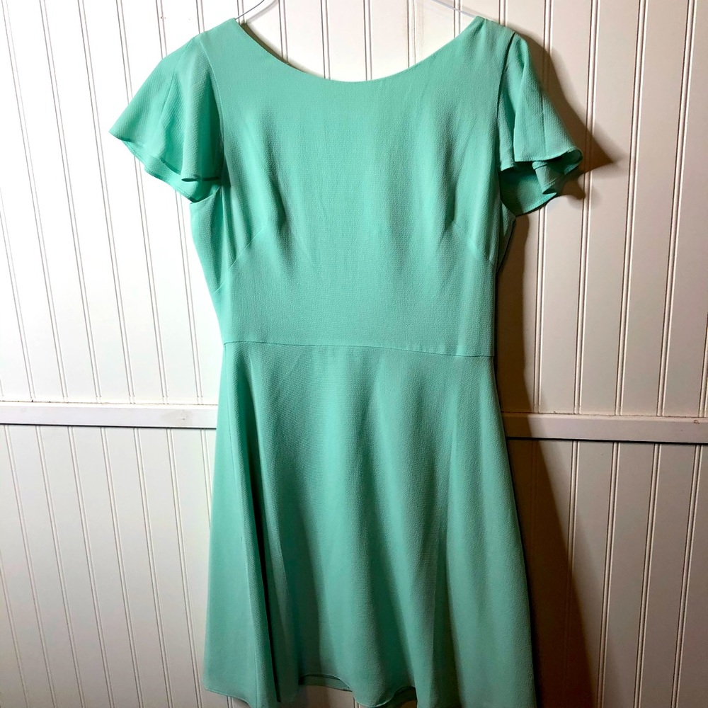 NWT London Times Fit n Flare SD Short Sleeve Celedon dress